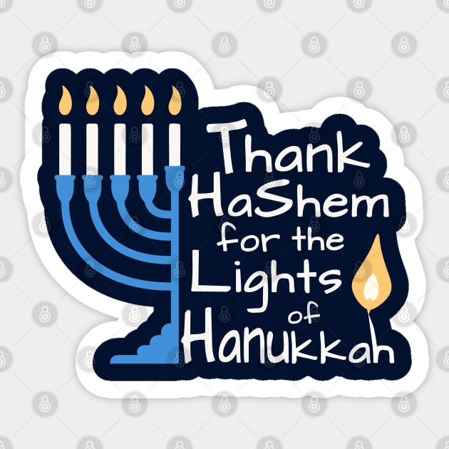 Thank HaShem for the Lights of Hanukkah – Menorah Design Sticker by Thank HaShem